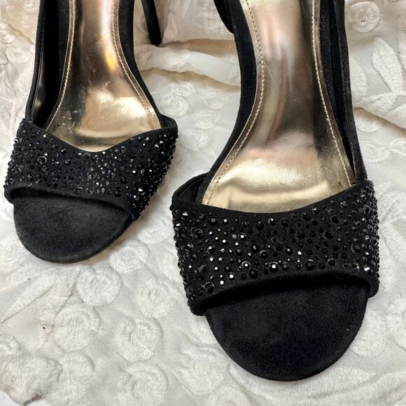 Coach Black Sz 8 L Stiletto Lytton Suede/Sparkly Party Glam Heel - Picture 3 of 13